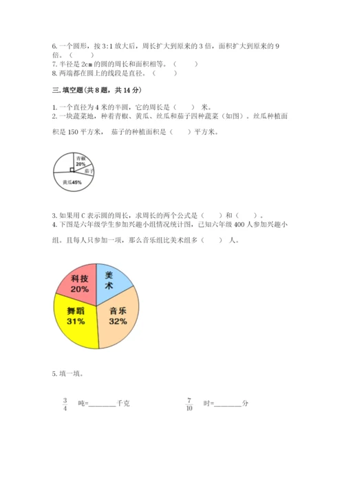 人教版六年级上册数学期末测试卷精品（黄金题型）.docx