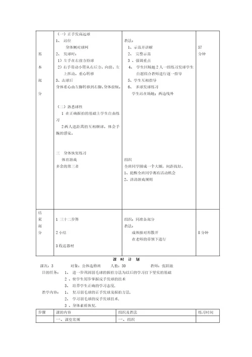 体育课件羽毛球教案