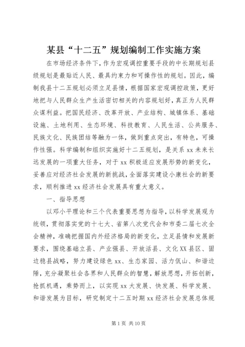 某县“十二五”规划编制工作实施方案.docx