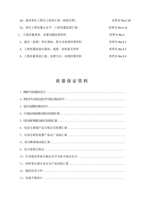 井下中央变电所设备安装单位工程施工技术归档资料模板.docx