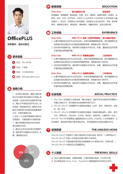 急诊医生求职简历模板