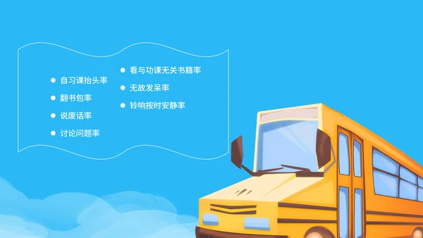 卡通风蓝色校车开学第一课PPT模板