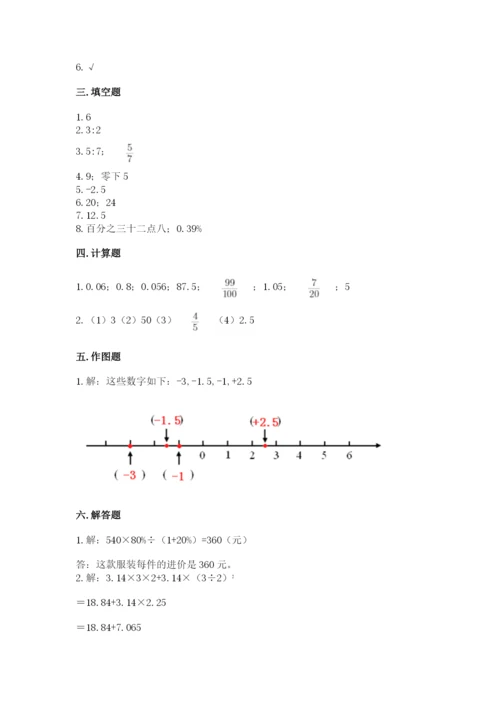 凤台县六年级下册数学期末测试卷（夺冠系列）.docx