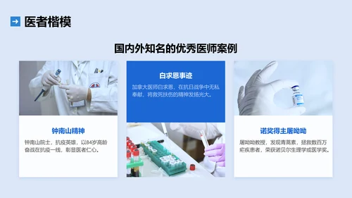 蓝色简约风中国医师节：致敬平凡英雄PPT模板