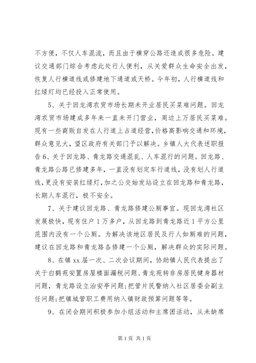 乡镇优秀人大代表的述职报告范文精选.docx