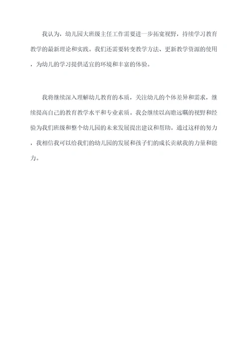幼儿园大班级主任工作总结