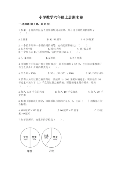 小学数学六年级上册期末卷附参考答案（精练）.docx