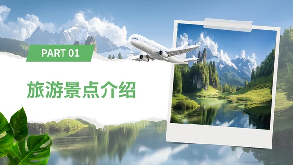 绿色撕纸风六一亲子旅游PPT模版