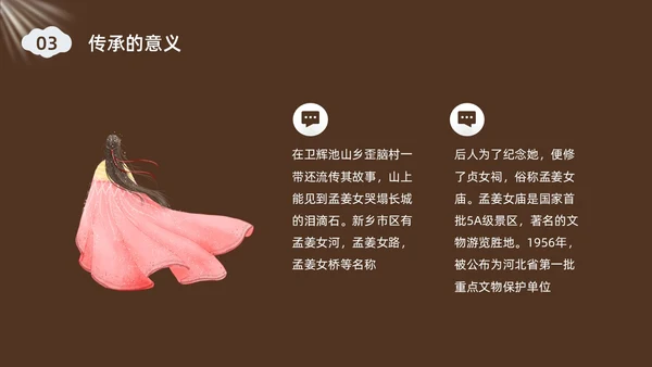 深棕色水彩插画孟姜女哭长城说课PPT课件神话故事