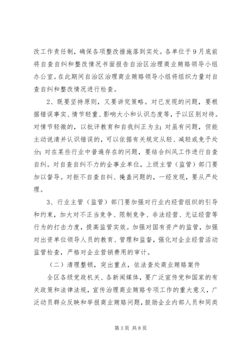 自治区关于开展治理商业贿赂专项工作实施方案.docx