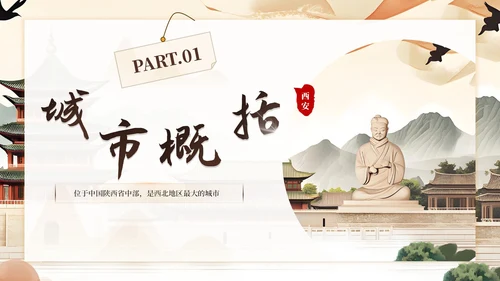棕色系古风类西安城市旅游介绍PPT