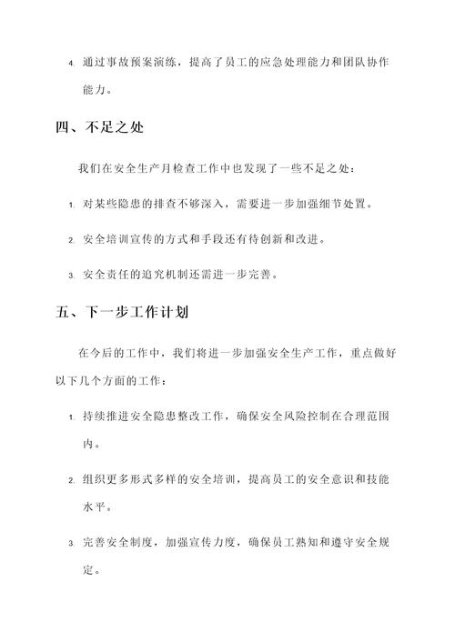 安全生产月检查工作汇报