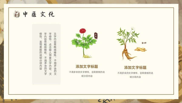 棕色褐色复古插画传统中医通用PPT模板