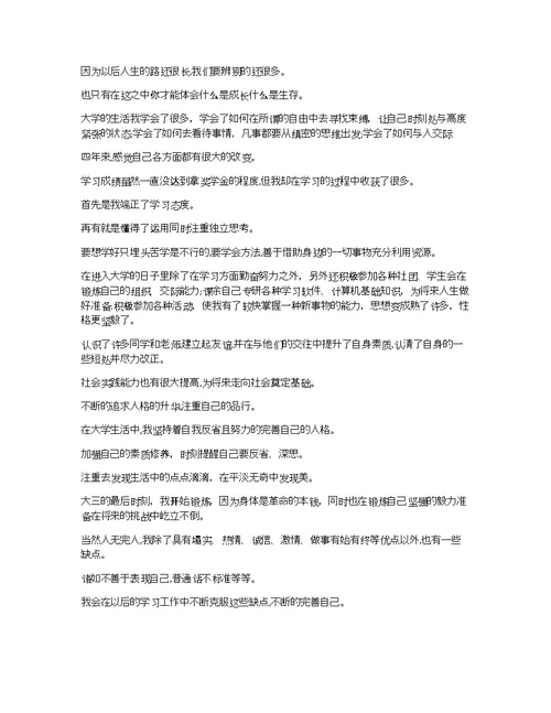 工作自我评价