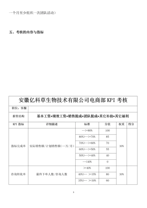 安徽亿科草生物技术有限公司电商部绩效考核方案(初稿).docx