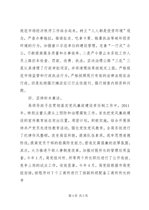 工商局党委廉洁准则工作报告.docx