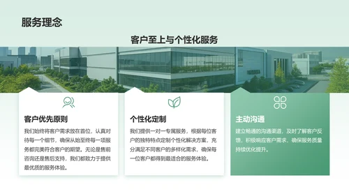 绿色商务风企业核心竞争力与市场定位展示PPT模板