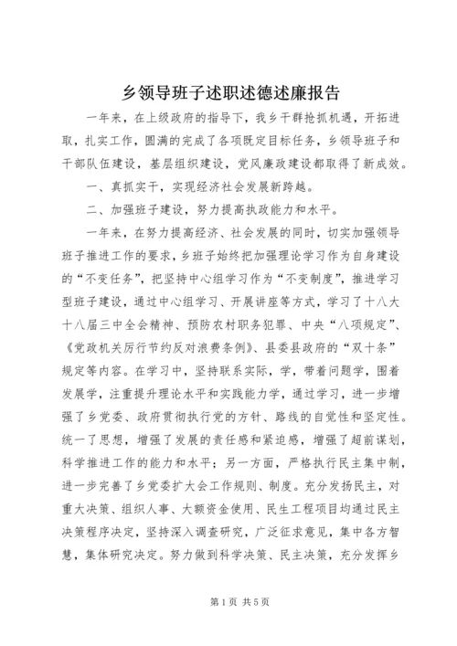 乡领导班子述职述德述廉报告.docx