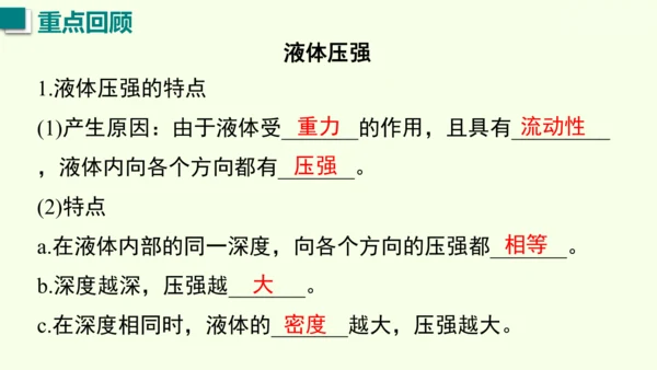 人教版（2024）物理八年级下册第九章 压强单元复习 课件（52张PPT)