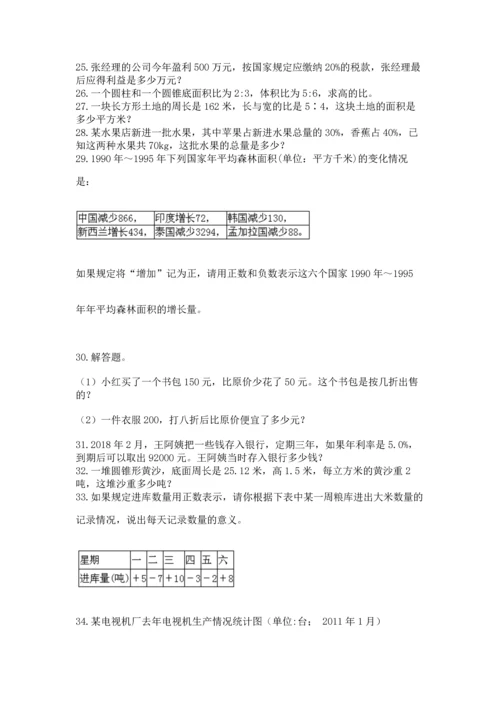 六年级小升初数学应用题50道含答案（黄金题型）.docx
