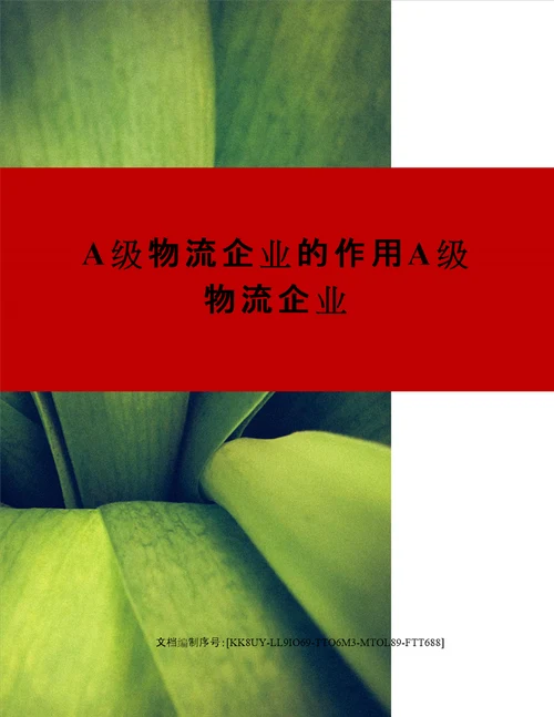 A级物流企业的作用A级物流企业