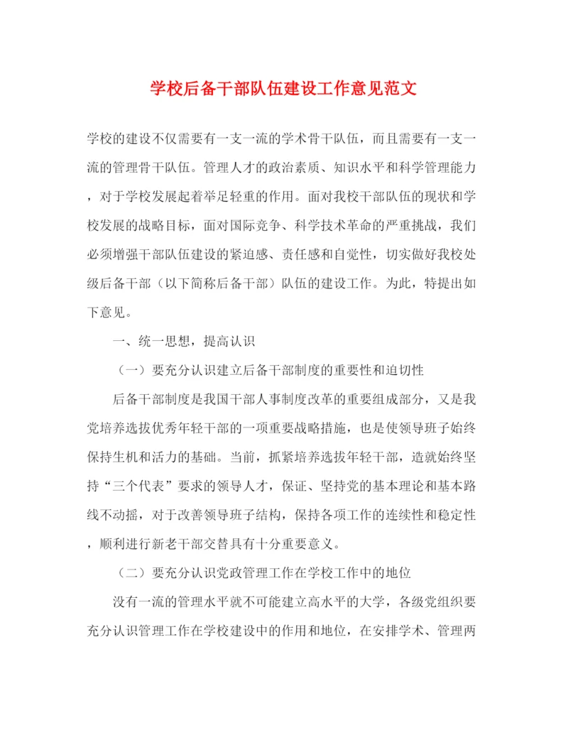 精编之学校后备干部队伍建设工作意见范文.docx