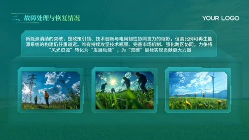 绿色电网年度汇报PPT模版