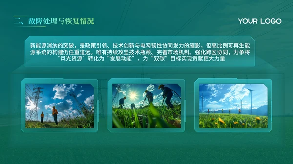 绿色电网年度汇报PPT模版