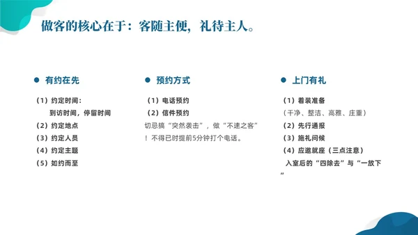 蓝色简约风拜访礼仪课件文明礼仪