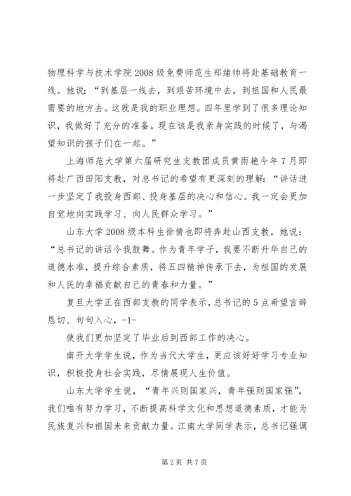 学习五四讲话精神思想汇报 (4).docx