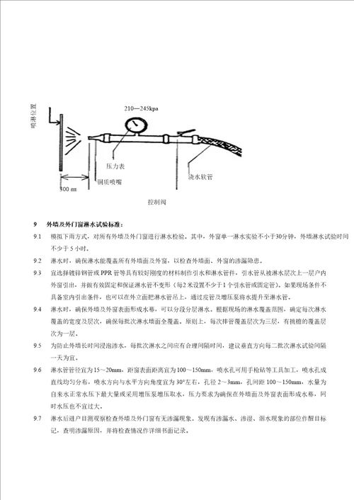 外墙及外门窗淋水、喷水试验标准规范
