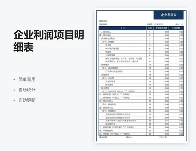 企业利润项目明细表