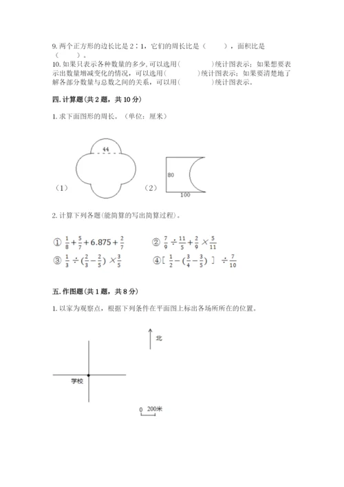 2022六年级上册数学期末考试试卷【各地真题】.docx