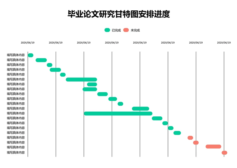 红绿色简约毕业论文研究甘特图安排进度