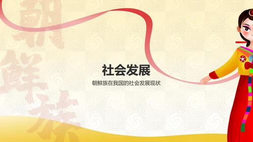 黄色插画风朝鲜族介绍PPT模板