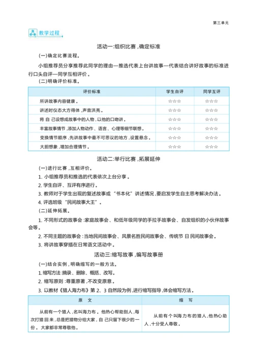 统编版语文五年级上册第三单元     “ 口耳相传说经典”民间故事大赛单元任务群整体教学设计