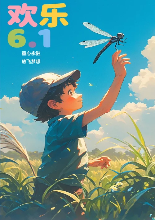 童心永驻放飞梦想卡通六一节日海报