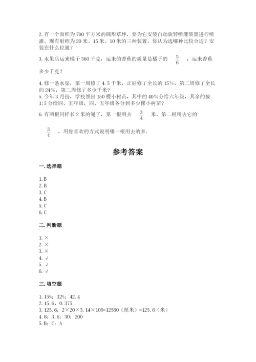 2022六年级上册数学期末测试卷含完整答案（典优）.docx