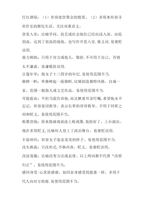 高考重点成语 (含解释及用法注意).docx