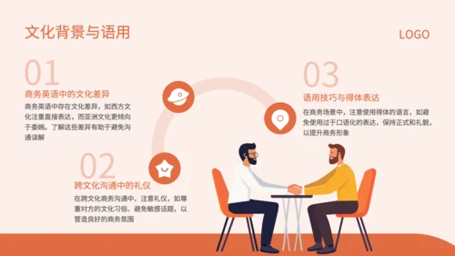 红色插画风商务场景中的英语应用技巧PPT