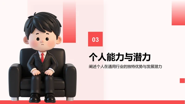 红色3D风岗位竞聘自我介绍PPT模板