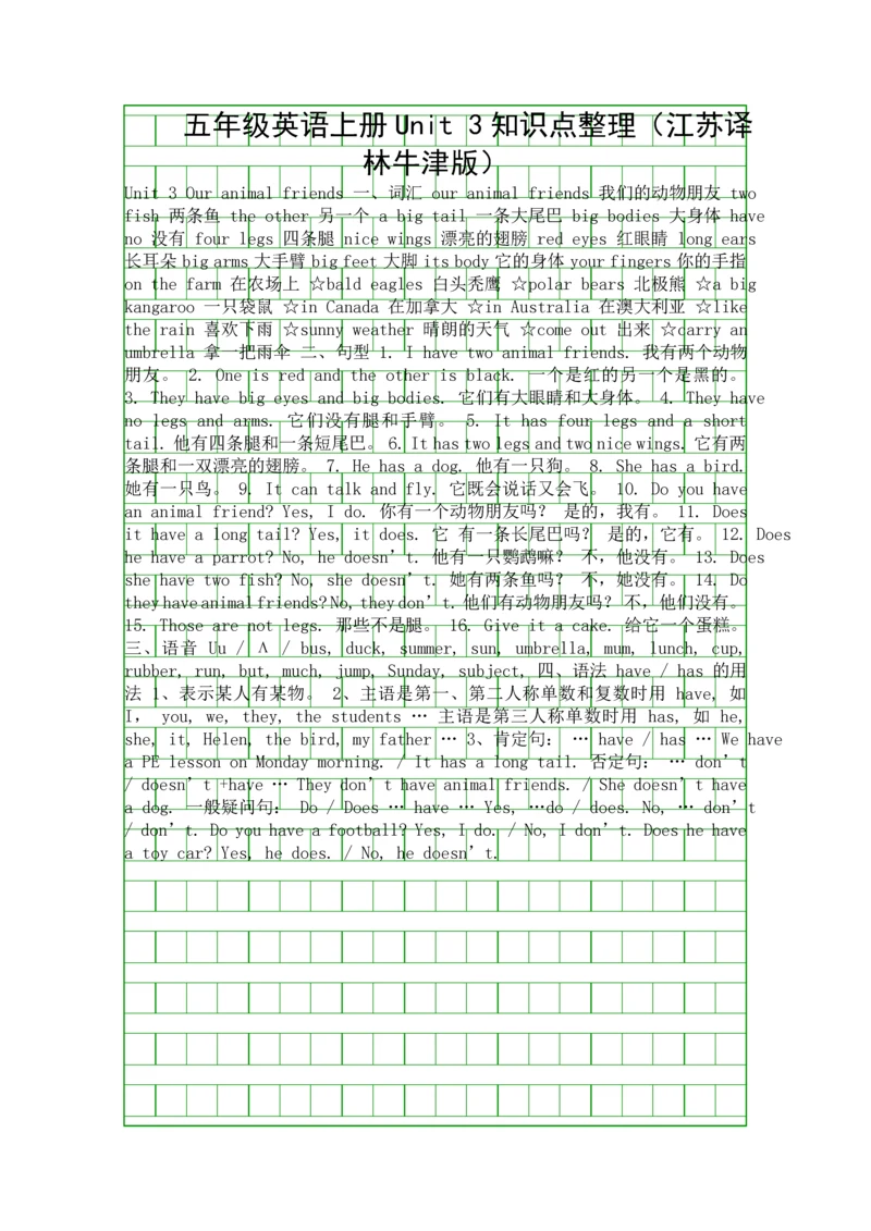 五年级英语上册Unit-3知识点整理江苏译林牛津版.docx