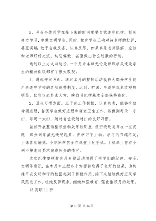 纪律卫生整顿月工作计划.docx
