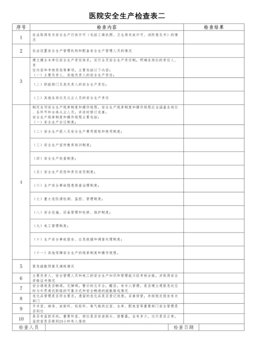 医院安全生产检查表二.docx