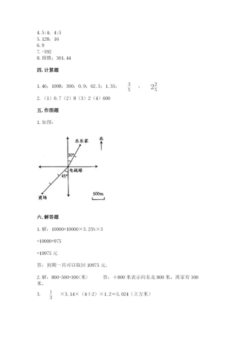 冀教版小学六年级下册数学期末综合素养测试卷含完整答案【典优】.docx