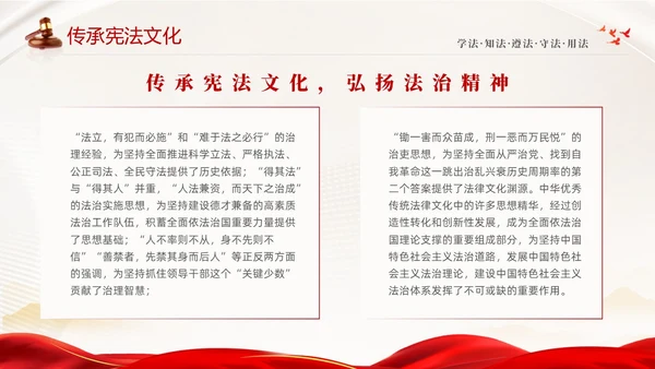 红色绸缎大气简约传承宪法文化弘扬法治精神124宪法宣传周主题PPT