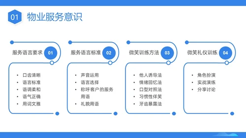 蓝色插画商务物业服务意识PPT课件