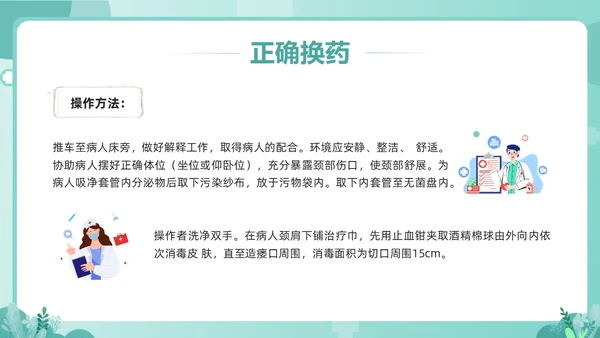 绿色卡通气管切开病人的护理PPT模板宣传PPT动态PPT