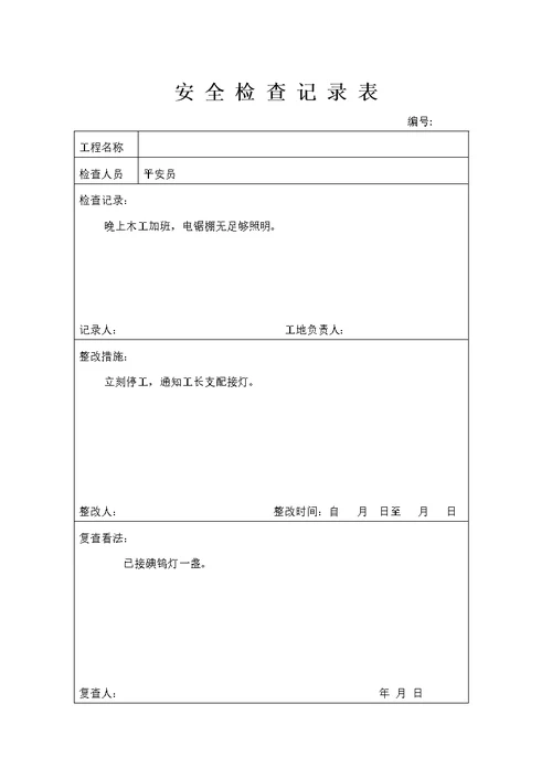 安全检查记录表 (3)