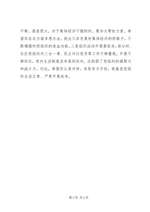 县委书记对乡镇书记履行党建工作责任的点评发言.docx